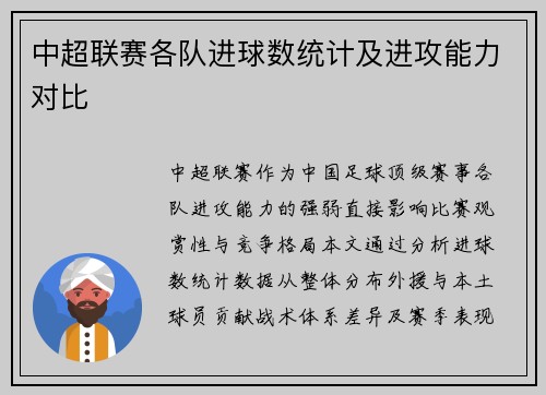 中超联赛各队进球数统计及进攻能力对比