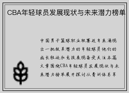 CBA年轻球员发展现状与未来潜力榜单